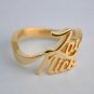 14k Solid Gold Couple Name Ring Personalized Name Ring Husband Wife Ring Band.