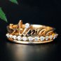 Diamond Ring Set Of 3 14k Solid Gold Ring Band Custom Name Ring Eternity Band.