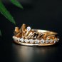 Diamond Ring Set Of 3 14k Solid Gold Ring Band Custom Name Ring Eternity Band.