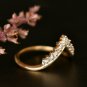 Chevron Band Ring 14k Gold Natural Diamond Crown Tiara Wedding Band Promise Gift