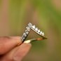 Chevron Band Ring 14k Gold Natural Diamond Crown Tiara Wedding Band Promise Gift