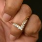 Chevron Band Ring 14k Gold Natural Diamond Crown Tiara Wedding Band Promise Gift