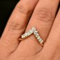 Chevron Band Ring 14k Gold Natural Diamond Crown Tiara Wedding Band Promise Gift
