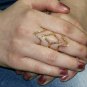 Rhombus Shape Pave Diamond Full Finger Ring 14k Gold Long Ring Wedding Gift.