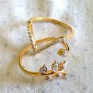 Chevron And Leaf Ring Enhancer Bands 14k Solid Gold Diamond Engagement Ring Gift