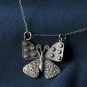 925 Sterling Silver Butterfly Necklace Natural Diamond Insect Pendant Jewelry.