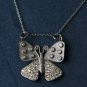 925 Sterling Silver Butterfly Necklace Natural Diamond Insect Pendant Jewelry.