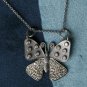 925 Sterling Silver Butterfly Necklace Natural Diamond Insect Pendant Jewelry.