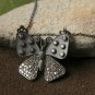 925 Sterling Silver Butterfly Necklace Natural Diamond Insect Pendant Jewelry.