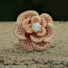 Diamond Flower Ring 14k Rose Gold Pave Diamond Rose Wedding Ring Fine Jewelry. Diamond Flower Ring 14k Rose Gold Pave Diamond Rose Wedding Ring Fine Jewelry.
