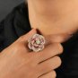 Diamond Flower Ring 14k Rose Gold Pave Diamond Rose Wedding Ring Fine Jewelry.