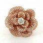 Diamond Flower Ring 14k Rose Gold Pave Diamond Rose Wedding Ring Fine Jewelry.