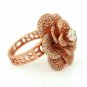 Diamond Flower Ring 14k Rose Gold Pave Diamond Rose Wedding Ring Fine Jewelry.