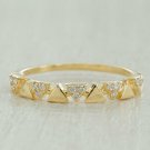 Diamond Triangle Alternating Band Unique Wedding Engagement 14k Solid Gold Ring. Diamond Triangle Alternating Band Unique Wedding Engagement 14k Solid Gold Ring.
