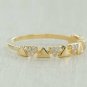 Diamond Triangle Alternating Band Unique Wedding Engagement 14k Solid Gold Ring.