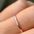 Thin Wedding Band Single Diamond 14k Solid Gold Diamond First Anniversary Gift.