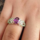 Purple Garnet Ring Sterling Silver Ring Combination Ring For Wedding/Anniversary
