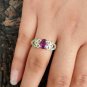 Purple Garnet Ring Sterling Silver Ring Combination Ring For Wedding/Anniversary