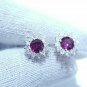 Purple Garnet And Topaz Combination Cluster Earring In 925 Sterling Silver Gift.