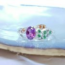 Purple Garnet 925 Silver Combination Ring For Proposal Gift For Girlfriend.