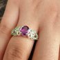Purple Garnet Combination Ring For Anniversary Gift For Women 925 Silver Ring.