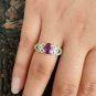 Purple Garnet Combination Ring For Anniversary Gift For Women 925 Silver Ring.