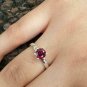 Purple Garnet Solitaire Ring Sterling Silver For Birthdays Engagement NS78600.