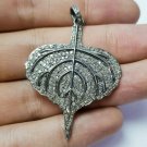 Pave Diamond Leaf Design Pendant 925 Silver Diamond Handmade Pendant Gift.