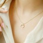 Crescent Moon Diamond Necklace 14k Solid Gold Double Horn Gold Necklace Jewelry.