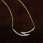 Crescent Diamond Bar Pendant Necklace 14k Solid Gold Zig Zag Curved Necklace.