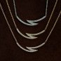 Crescent Diamond Bar Pendant Necklace 14k Solid Gold Zig Zag Curved Necklace.