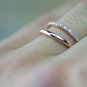 Diamond Open Wedding Band 14k Solid Gold Engagement Ring Wedding Double Band.
