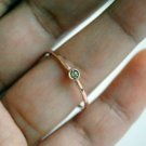 Minimal Champagne Engagement Ring 14k Gold Thin Diamond Wedding Ring Band.