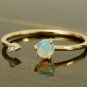 Diamond Open Ring 14k Solid Gold Opal Designer Ring Bridal Wedding Ring Gift.
