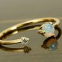 Diamond Open Ring 14k Solid Gold Opal Designer Ring Bridal Wedding Ring Gift.