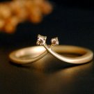Diamond Chevron Ring 14k Solid Matte Gold Promise Ring Gold Wedding V Shape Ring