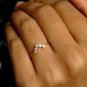Diamond Chevron Ring 14k Solid Gold Round Diamond Wedding Stack Anniversary Gift