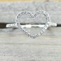 Diamond Open Heart Ring 14k Solid Gold Couple Ring Anniversary Ring Fashion Band