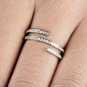Pave Diamond Wrap Ring 14k Gold Wedding Swirl Ring Anniversary Gift Couple Ring.