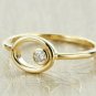 Open Circle Diamond Statement Ring 14k Solid Gold Solitaire Designer Ring Band.