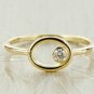Open Circle Diamond Statement Ring 14k Solid Gold Solitaire Designer Ring Band.