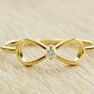 14k Solid Gold Diamond Infinity Sign Ring Gold Knot Ring Dainty Diamond Ring.