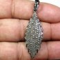 Pave Diamond Leaf Sparkle Charm Pendant 925 Silver Diamond Charm Jewelry Gift.