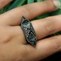 Pave Diamond Pyramid Ring 925 Silver Diamond Egyptian Style Wedding Ring Gift.