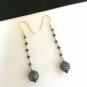 Pave Diamond Bead Earring 14k Gold&925 Silver Diamond Earring Victorian Style.