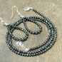Black Spinel Beaded Necklace And Earring Fine Jewelry Set 925 Sterling Silver.