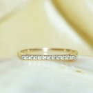 14k Gold Diamond Stackable Bar Ring Women Gift D Shape Ring Natural Diamond Band