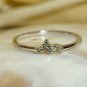 White Diamond Cluster Ring 14k Gold Natural Diamond Cluster Stackable Ring Band.