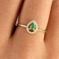 Pave Diamond Dainty Prong Ring 14k Gold Tsavorite Garnet Minimalist Jewelry Ring