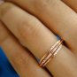 14k Solid Gold 1mm Dainty Band Diamond Thin Skinny Wedding Band Stack Ring Gift.